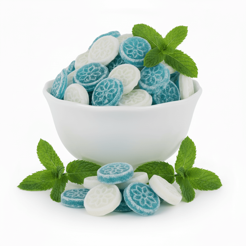 Pastilles rondes bleues et blanches Menthe sachet 200 gr