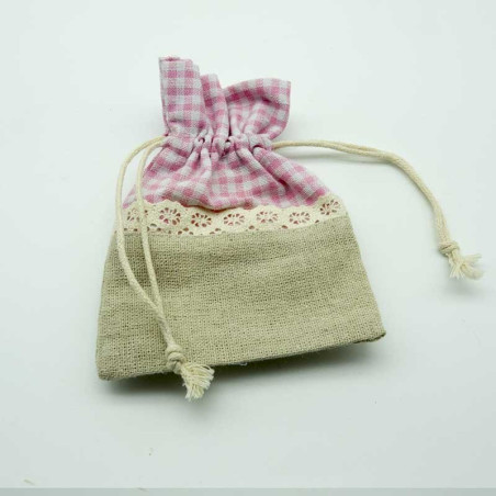 Jute et Vichy Rose avec cordon | Qualité Artisanal