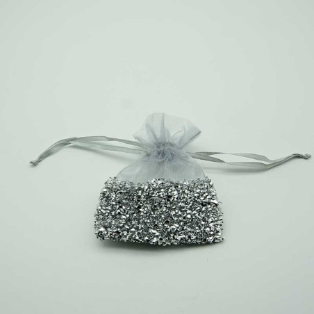Organza gris clair avec Paillettes et cordon